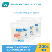 Babyflo Absorbent Cotton Buds 200s x 3 packs