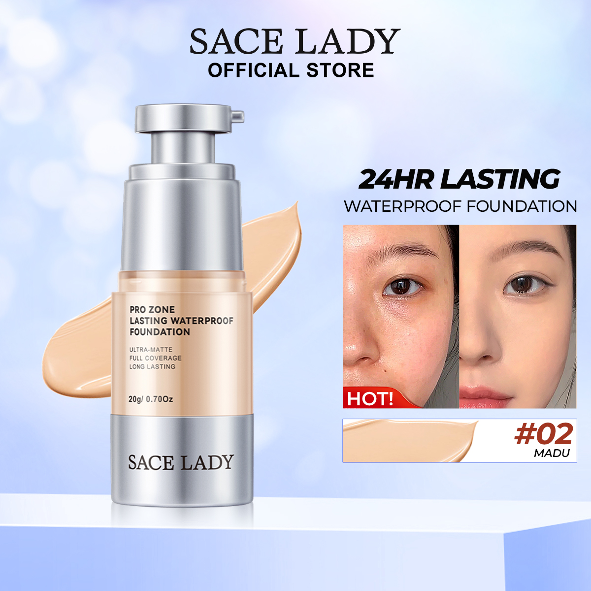 Discount on SACE LADY  shoes - SKU: SACE LADY Matte Liquid Foundation Full Coverage Waterproof 24H Lasting Poreless BB Cream Base Face M