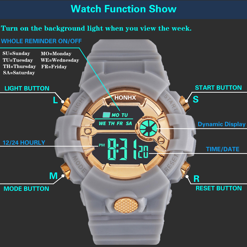 Men Watch HONHX Luxury Digital LED Watch Date Spor... – Grandado