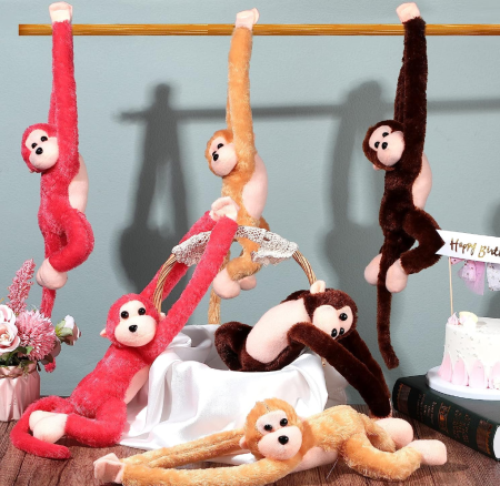 20 Inch Stuffed Toy Monkey Toys with Sounds and Lights Monkey Toy Hanging Monkey Plush Long Arms Monkey Plush with Hook and Loop Fasteners for Boys Girls Adult Birthday Monkey Theme Party Decor