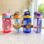 Kidsome Cartoon Straw Water Bottle for Kids, 480ml/450ml