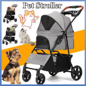 Foldable Pet Stroller for Cats and Dogs - Outdoor Travel