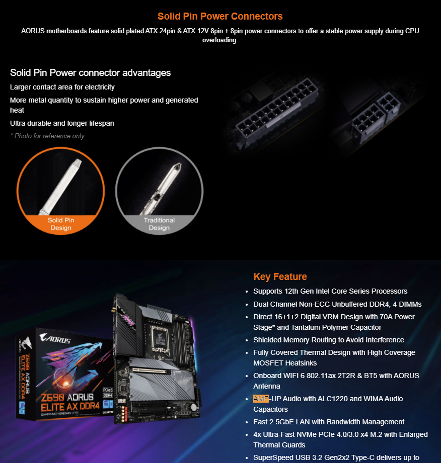  GIGABYTE Z690 Gaming X DDR4 (LGA 1700/ Intel Z690/ ATX/ DDR4/  Quad M.2/ PCIe 5.0/ USB 3.2 Gen2X2 Type-C/ 2.5GbE LAN/Gaming Motherboard) :  Electronics
