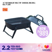 Home Fix 14" Portable Charcoal BBQ Grill - Black