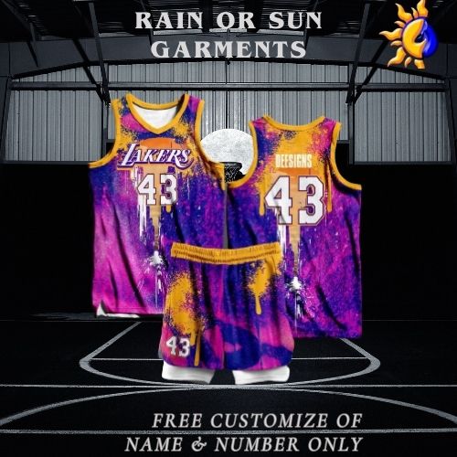 FREE CUSTOMIZE OF NAME AND NUMBER ONLY LAKERS 11 VIOLET JAMES full  sublimation high quality fabrics basketball jersey