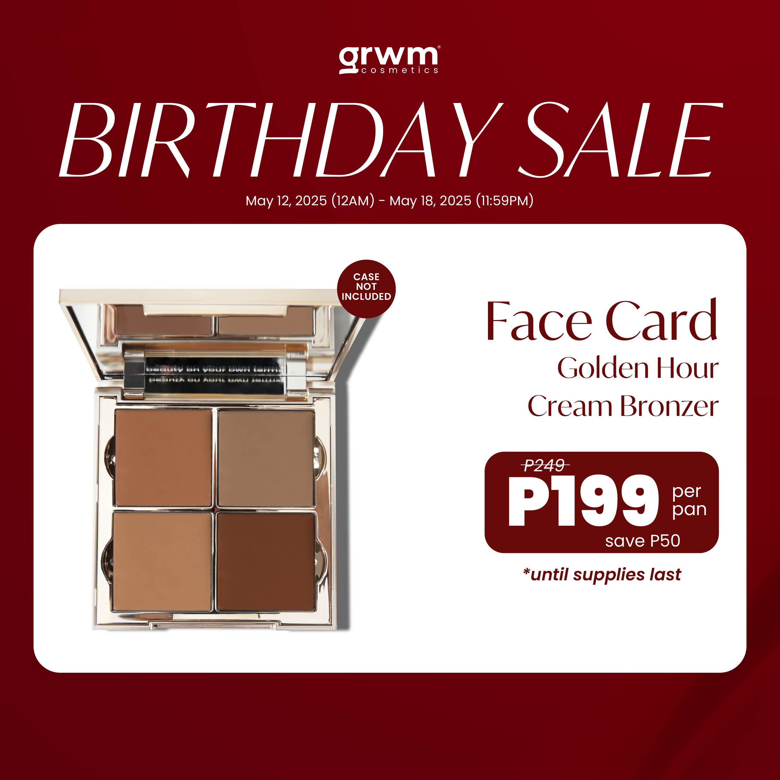 Discount on GRWM Cosmetics  shoes - SKU: GRWM Cosmetics Face Card - Golden Hour Cream Bronzer [case not included]