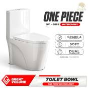 Modern One-Piece Toilet Bowl with Soft-Closing Seat and Dual Flush