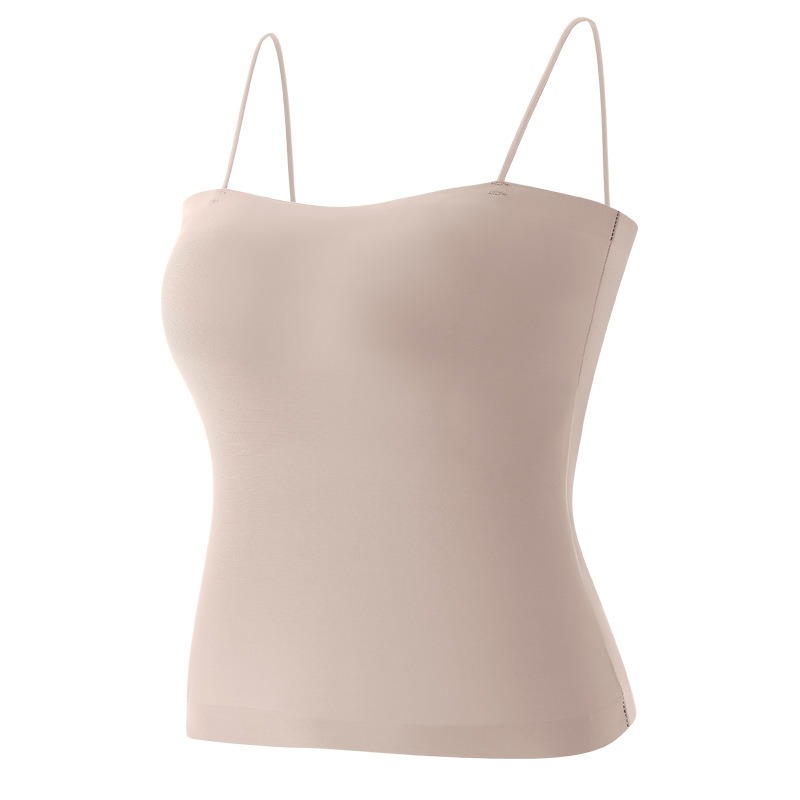 Motovita Summer Fashion Strap Top Ice Silk Beauty Back Solid Camisole Top For Women Sexy Slim Tops Ladies Padded Tank Tops - Image 3