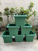 Lhk 6pcs 8.5"x6.5" Plastic Flower Pot Square Flower Plate Succulent Plant Pot