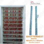 SHUTTERBEST White Double Control Jalousie Frame - 8 to 14 Blades