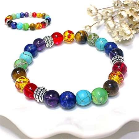 MEIK 7 Chakra Balance Bracelet with Natural Stone Beads