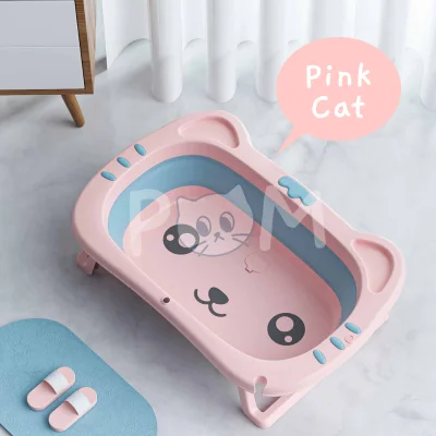 【Fast COD】 Pom Baby Bath Tub Foldable Bathroom for Baby Cat Design Bath Seat Bath Tub (3)