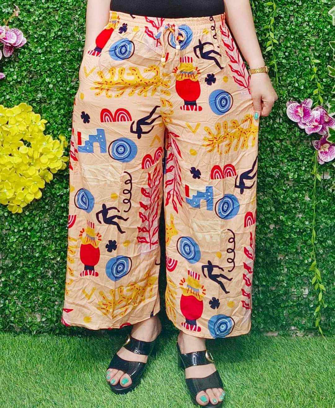 3PCS ASSORTED PRINTED CHALLIS SQUAREPANTS