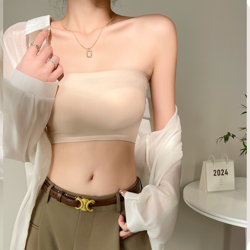 Motovita One Piece Sexy Tube Tops Women Strapless Push Up Bra Lingerie Ice Silk Thin Seamless Word Sling Black White Bralette Top ﻿ - Image 4