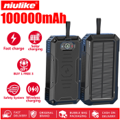 Solar Powerbank - 100000mAh Wireless Charger by niulike