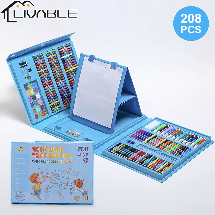 LIVABLE 208 PCS Kids Super Mega Art Coloring Set Painting Set Color Set Water Color Pen Crayon Drawing Set Drawing Pen - Image 3