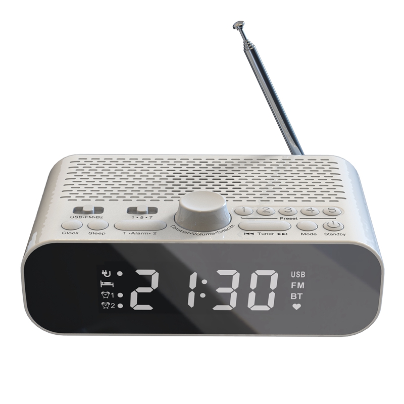 FM Clock Radio with Bluetooth Streaming Play LED Display Dual Alarm Clock  1500MAh Hi-Fi Speaker with Woofer Unit 