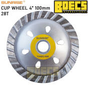 Diamond Cup Wheel Disc Heavy Duty 4" 28T Sunrise