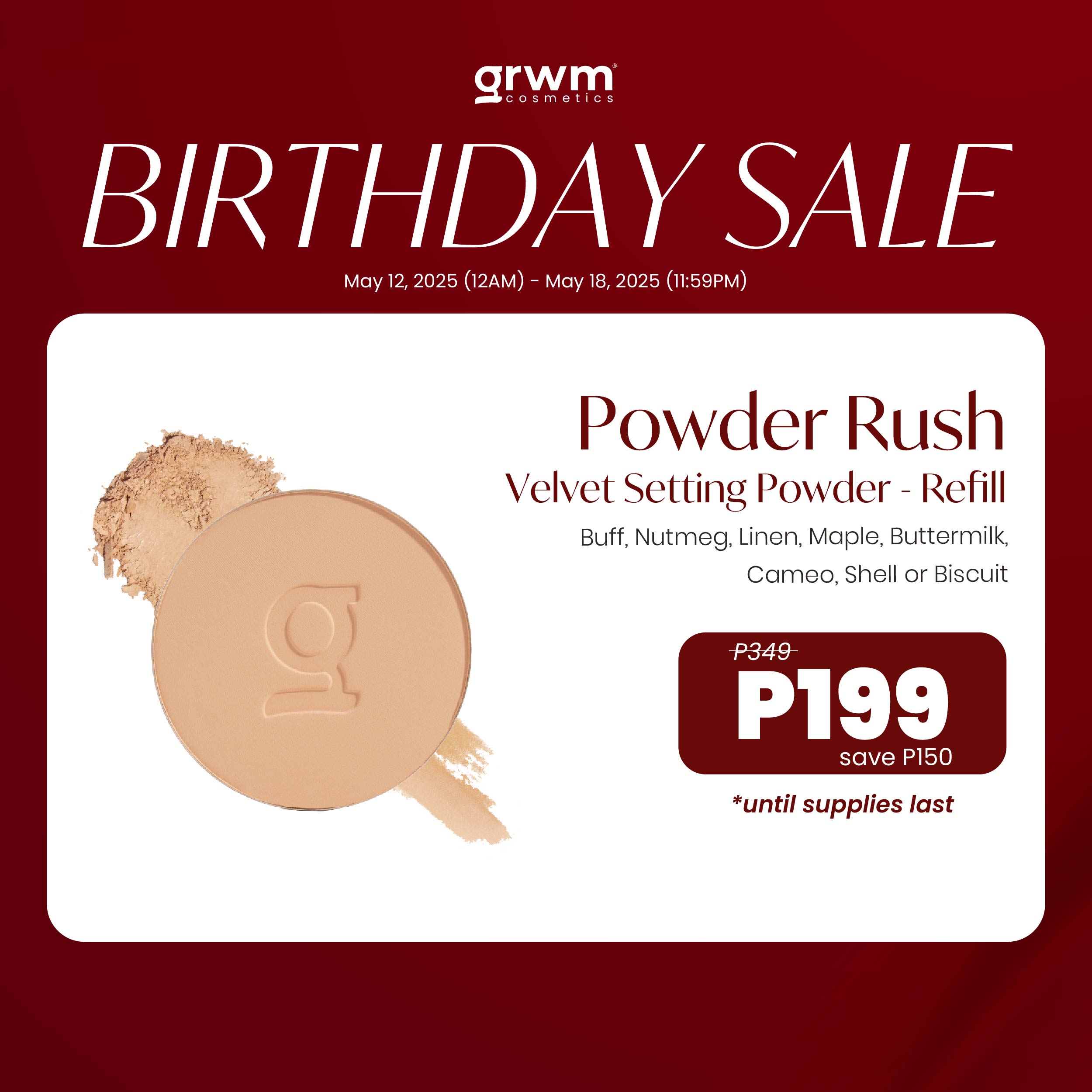 Discount on GRWM Cosmetics  shoes - SKU: GRWM Cosmetics Powder Rush - Velvet Setting & Finishing Pressed Powder - [Refill only]