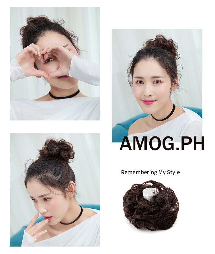 Amog Women Messy Wavy Hair Bun Extension Elastic Hair Tie