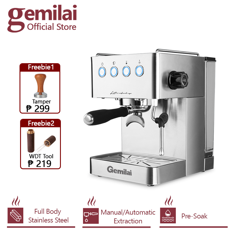 Gemilai CRM3005E Espresso Machine 1.7L Water Tank Semi-Auto 58mm Espresso Coffee Maker 15Bar Pressure