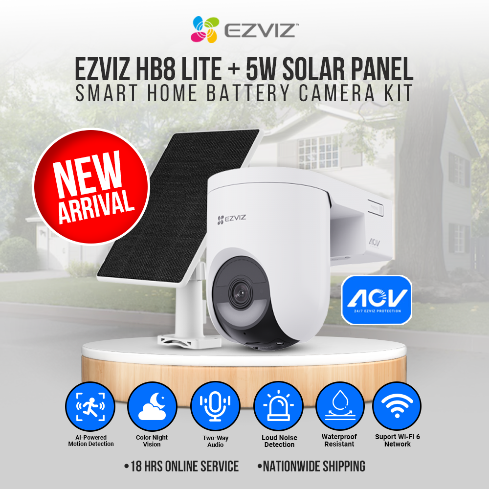 EZVIZ HB8 Lite 2K+/4MP + Solar Panel 5W Smart Home Battery Camera Kit Always On Video Mode 2.0 (AOV Version) pan and tilt CCTV camera Presyo 5,999 Piso*Libreng Shipping