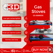 3D GS-8080DS Stainless Double Burner Gas Stove