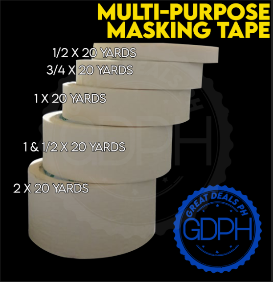 EOPPO Masking Tape 1/2 inch, 3/4 inch, 1 inch, 1.1/2 inch, 2 inch
