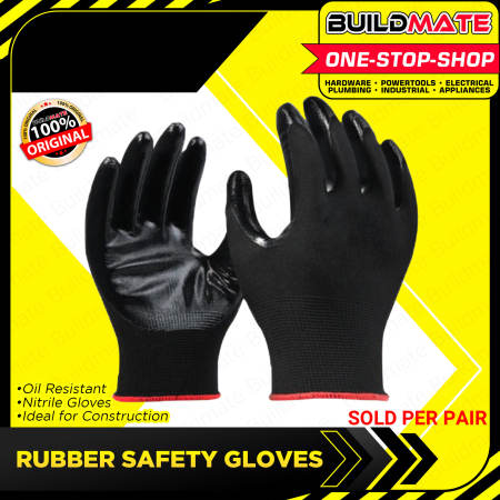 BUILDMATE Oil Resistant Rubber Coated Safety Gloves