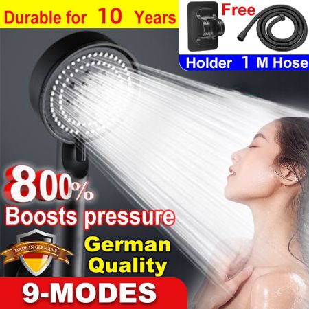 Adjustable High-pressure Shower Head Set with Water-saving One-touch Stop