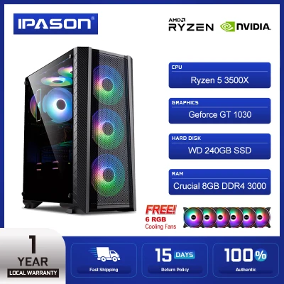 Ipason AMD Ryzen 5 3600 6 Core 3.6Ghz GTX 1050Ti 4G GT 1030 2G Graphics Card With 240G SSD 8G DDR4 2666Mhz Memory Gaming Desktop Computer (2)
