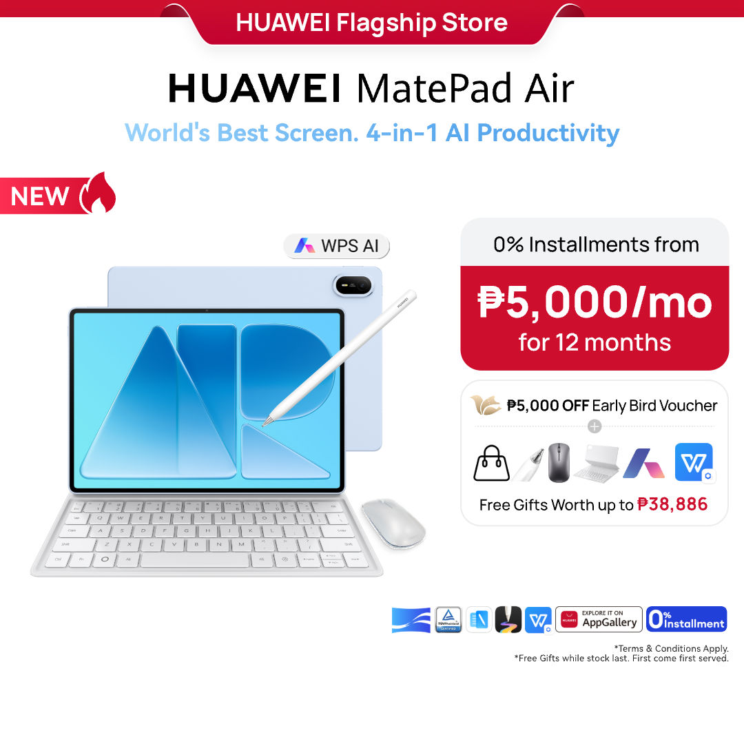 HUAWEI MatePad Air 12" Tablet l WiFi l 12GB+256GB l 12-inch Ultra-clear OLED PaperMatte Display / AI Work Productivity / Ultra-thin Flagship Design l 66W SuperCharge