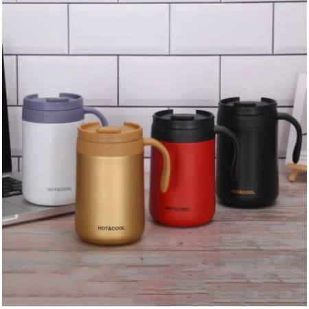 Hot & Cool Stainless Steel Coffee Mugs 500ml Insulation Water Bottle Cups Drinkware With Handle