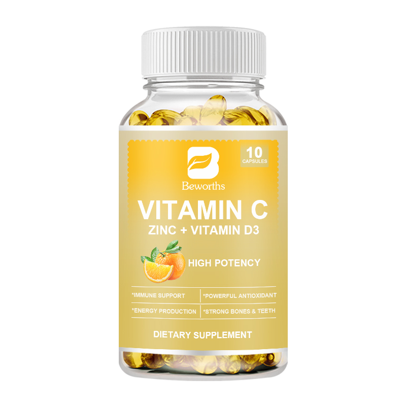 BEWORTHS Vitamin C với viên nang kẽm Vitamin C 100MG, Kẽm 10 Mg, Vitamin D3 250 IU Chiết xuất Echinacea & Tầm xuân để hỗ trợ miễn dịch Sản xuất năng lượng và chống oxy hóa mạnh mẽ