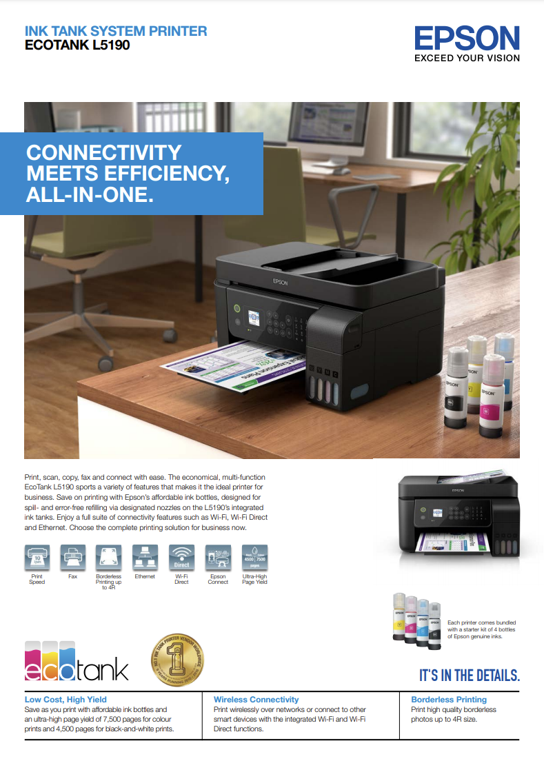 Buy Epson L5190 Wi Fi All In One Ink Tank Printer With Adf Print Scan Copy Fax 5190 4394