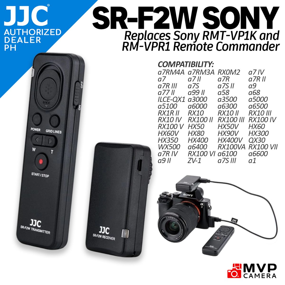 JJC SR-F2W Wireless Shutter Remote Control for Sony ZV-1 A7RIV