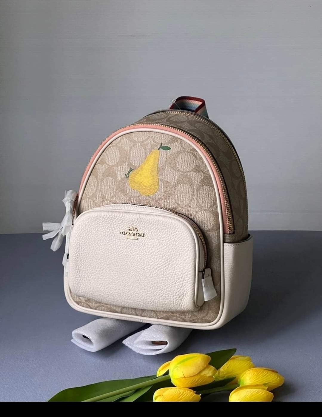 NWT Coach C8258 Mini Court Backpack outlets In Signature Canvas With Pear