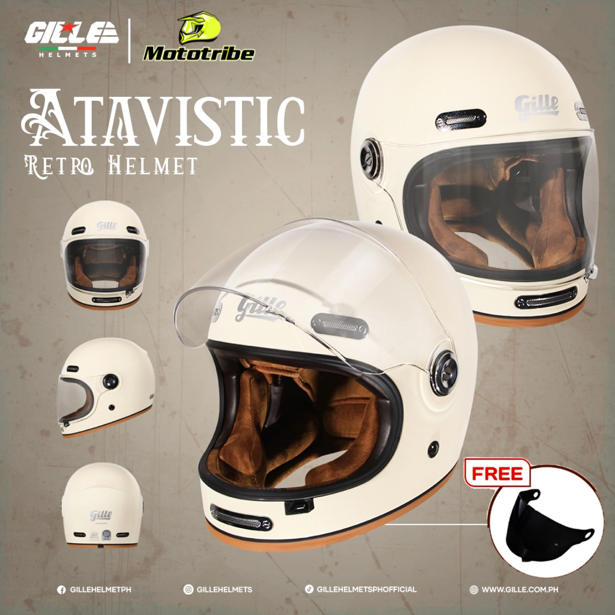 classic motorcycle helmets philippines Gille Retro Classic Helmet - Vintage Full Face Motorcycle Helmet With Smoke  Lens