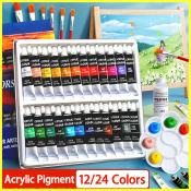 Non-Toxic Acrylic Paint Set with Rich Pigments (12/24 Colors)
