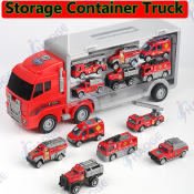 Large Truck Carry Case fire truck toy police car toy container truck toy trailer truck toys big truck toys For kids 1 2 3 4 5 6year old boy birthday present christmas present for kids