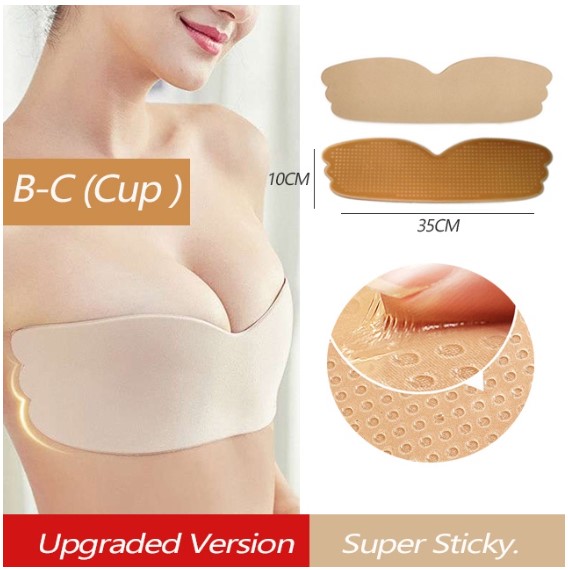 Upgraded Mango Cup Type Sticky Bra Invisible Backless Strapless Adhesive  Push-Up Bra with Nipple Cover Bras for Women