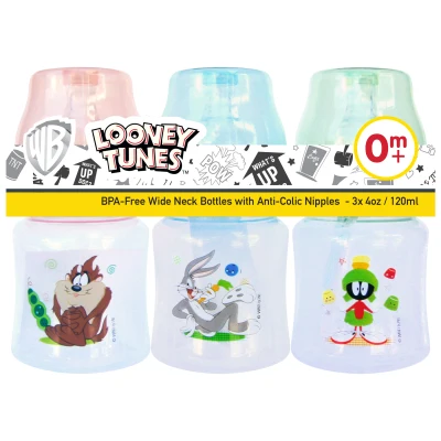 Looney Tunes 4oz Wide Neck Feeding Bottles (Set of 3) (1)