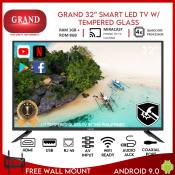 GRAND 32" Smart LED TV w/ Tempered Glass Android 9.0
