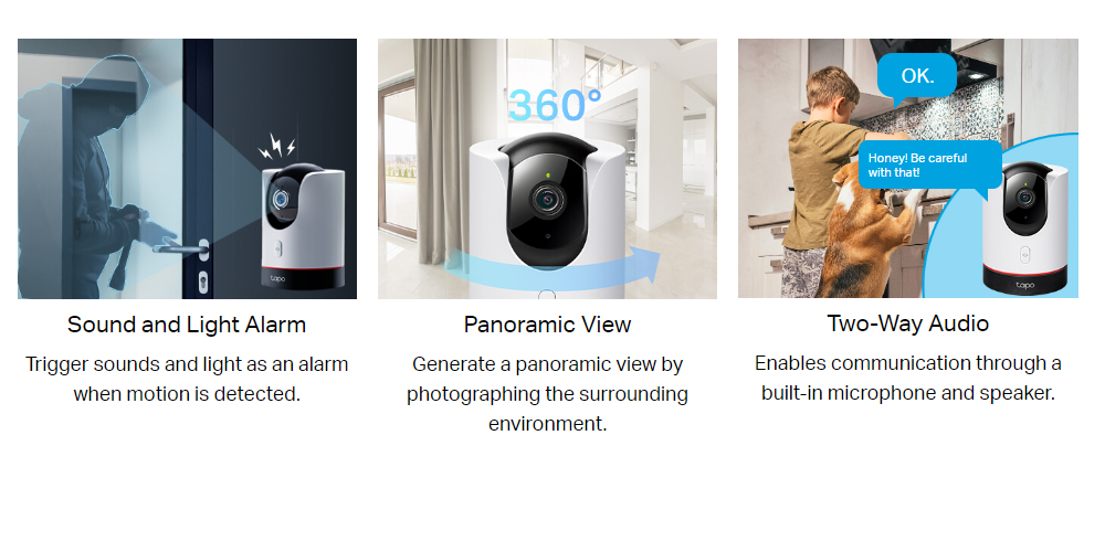 Tapo C225, Pan/Tilt AI Home Security Wi-Fi Camera