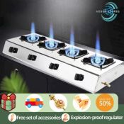 AOSEN 2024 Commercial 4 Burner Gas Stove, Honeycomb Steel Surface