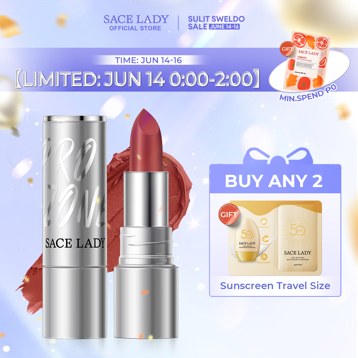 Discount on SACE LADY  shoes - SKU: SACE LADY Matte Lipstick 24H Lasting Waterproof Lip Tint Non-stick Cup High Pigmented Silky Lips Mak