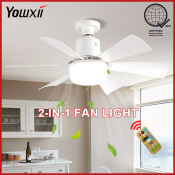 YOWXII 2-in-1 Ceiling Fan Light with Remote Control