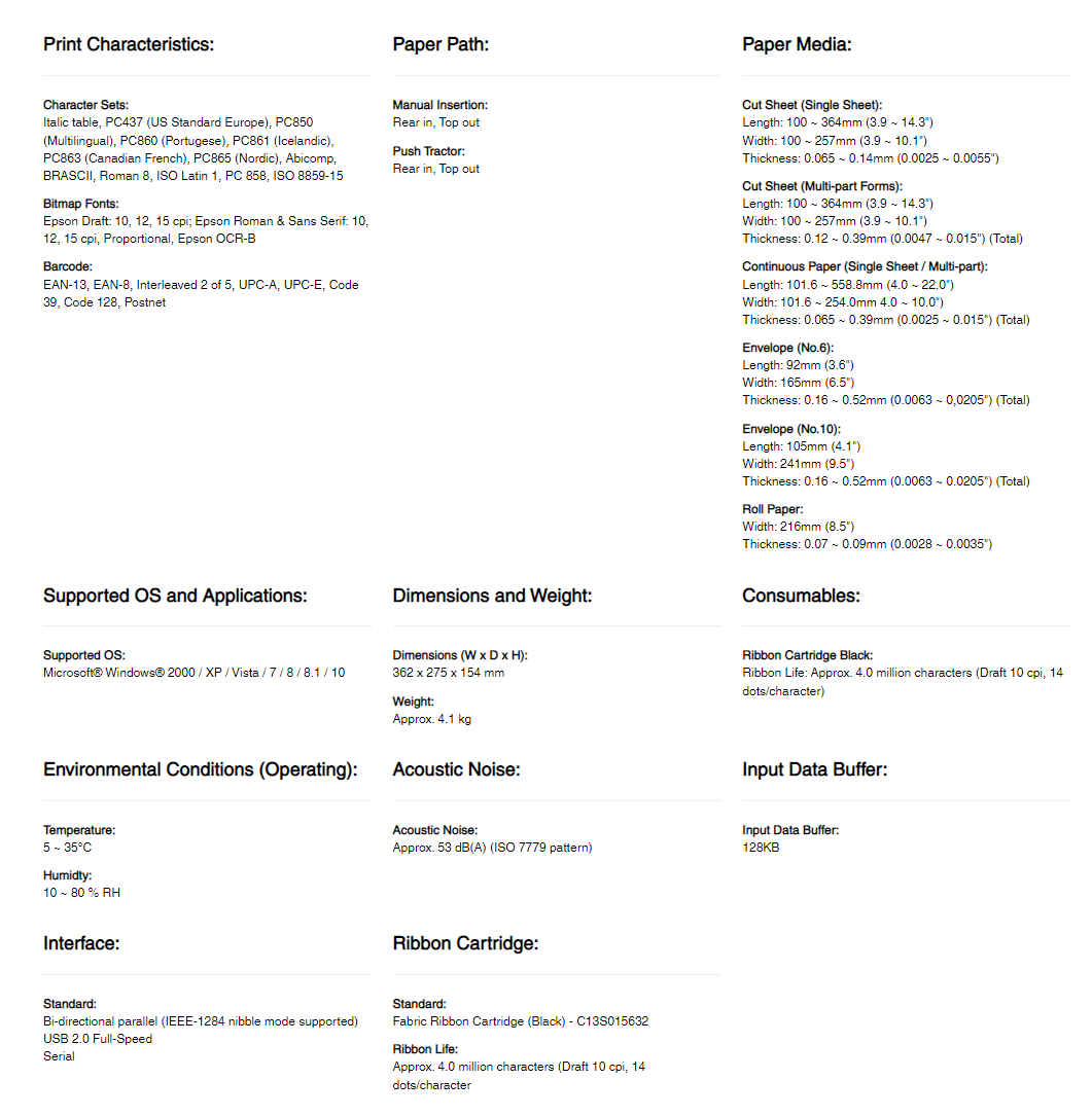 Epson LX-310 Dot Matrix Printer