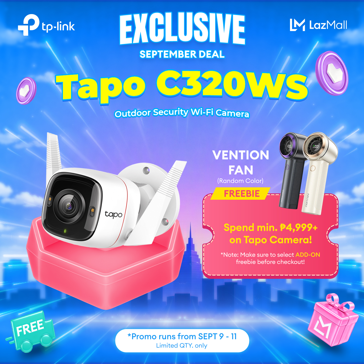 TP-Link Official Store / Tapo C320WS / 2K 4MP Waterproof Outdoor WiFi IP Security Cctv Sale Camera Connect to Cellphone Voice Control with Mic and Speaker