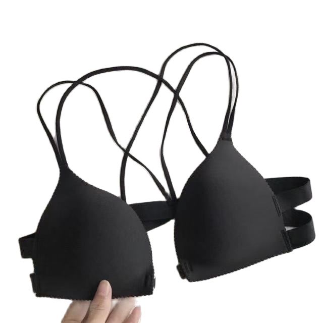 FallSweet Front Buckle Backless Bra Women Deep V Push Up Seamless Bra Thin  Cup Wireless Adjustable Brassiere